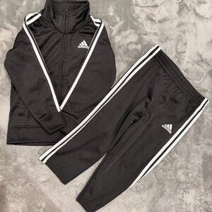 Adidas Toddler Tracksuit 2 pc Set Black and White Jacket and Pants Size 24M